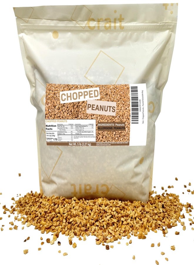 crait Chopped Peanuts Crushed Peanuts, Unsalted Peanuts, No Salt Chopped Nuts, Ice Cream Toppings, Dessert Toppings- 5 Pounds Resealable Bulk Bag - Image 1