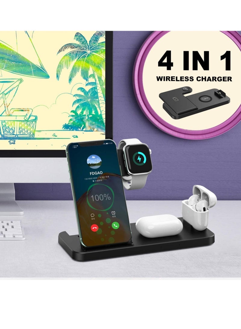 4 in 1 Wireless Charging Stand,, Fast Charger for Apple Watch, iPhone 13/12/11/ Pro Max/Mini/11/Pro/AirPods/Samsung smart phone etc