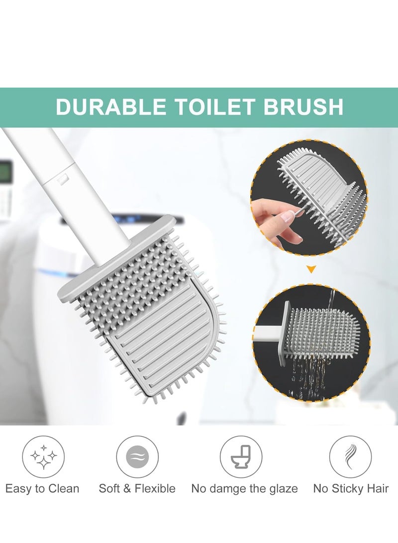 SYOSI Toilet Brush, Silicone Toilet Brushes with Holder, Toilet Cleaning Brush with Long Non-Slip Handle, Soft Flexible Bristles, Quick Drying Holder Set for Bathroom, Wall Mounted & Floor Type  - Image 4