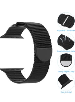 ANYOGRO Compatible with Apple Watch Band 42mm 41mm 40mm 38mm for Women and Men, Magnetic Metal Stainless Steel Strap Wristband Compatible for iWatch Series 10 9 8 7 6 5 4 3 2 1 SE Black  - Image 2