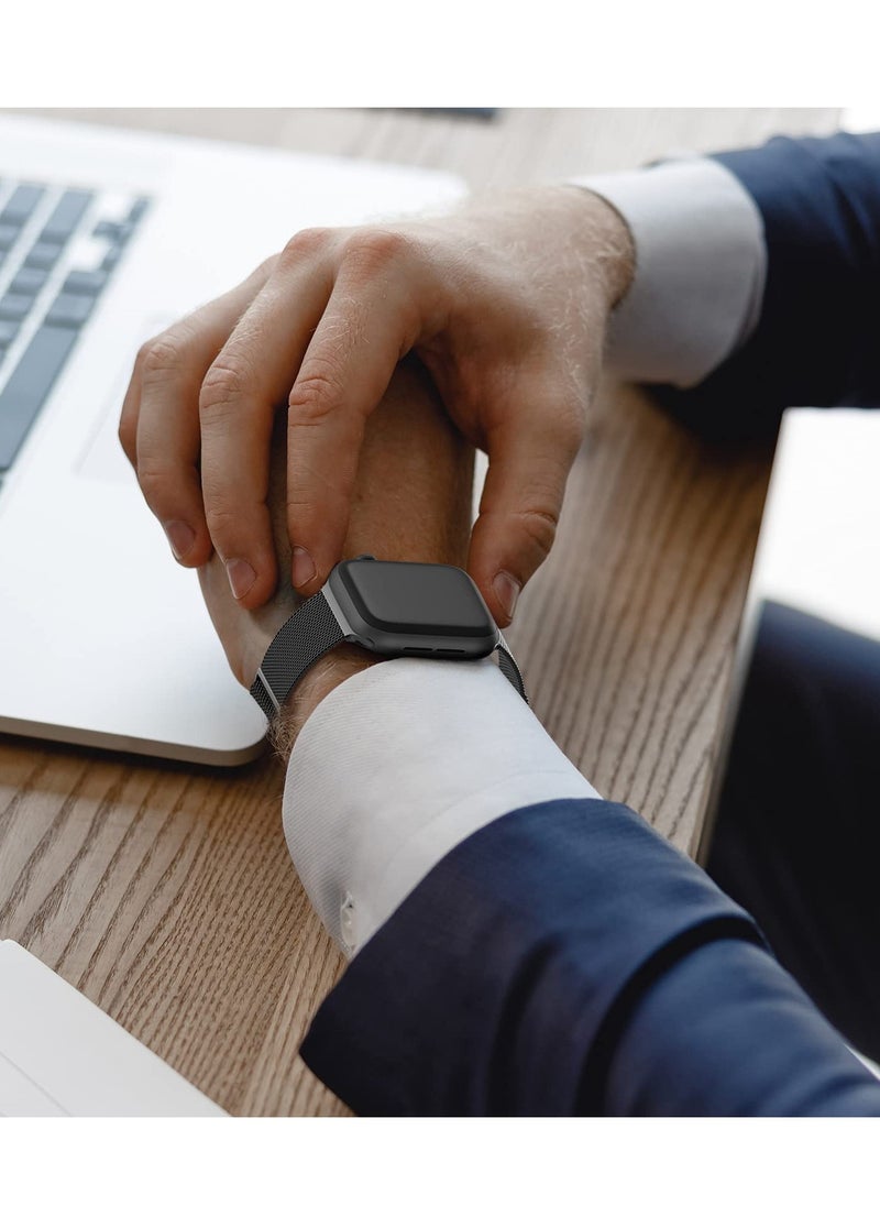 ANYOGRO Compatible with Apple Watch Band 42mm 41mm 40mm 38mm for Women and Men, Magnetic Metal Stainless Steel Strap Wristband Compatible for iWatch Series 10 9 8 7 6 5 4 3 2 1 SE Black  - Image 3