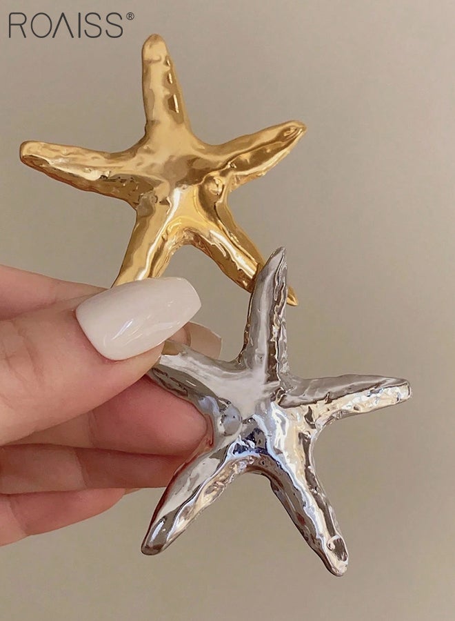 roaiss 2 Pcs Starfish Shape Metal Brooch Pin, Metal Scarf Brooch Simple Personalized Fashion Accessory for Everyday Wear, Parties, and Gatherings for Women - Image 4