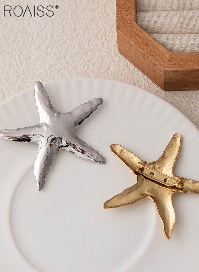 roaiss 2 Pcs Starfish Shape Metal Brooch Pin, Metal Scarf Brooch Simple Personalized Fashion Accessory for Everyday Wear, Parties, and Gatherings for Women - Image 5