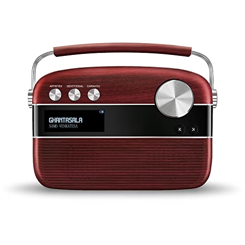 Carvaan Saregama Carvaan Telugu - Portable Music Player with 5000 Preloaded Songs, FM/BT/AUX (Cherrywood Red) - Image 1