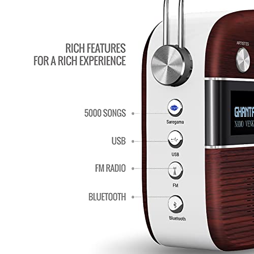 Carvaan Saregama Carvaan Telugu - Portable Music Player with 5000 Preloaded Songs, FM/BT/AUX (Cherrywood Red) - Image 2
