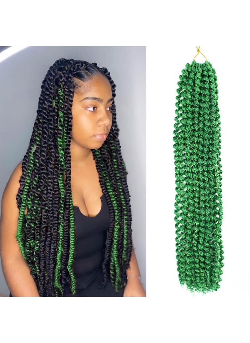 RENJOING - Green Passion Twist Hair 1 Pack 24 Inch Green Water Wave Crochet Hair Passion Twist Braiding Hair Curly Twist Hair Extension Halloween Cosplay 24inch Pack of 1 Green - Image 1