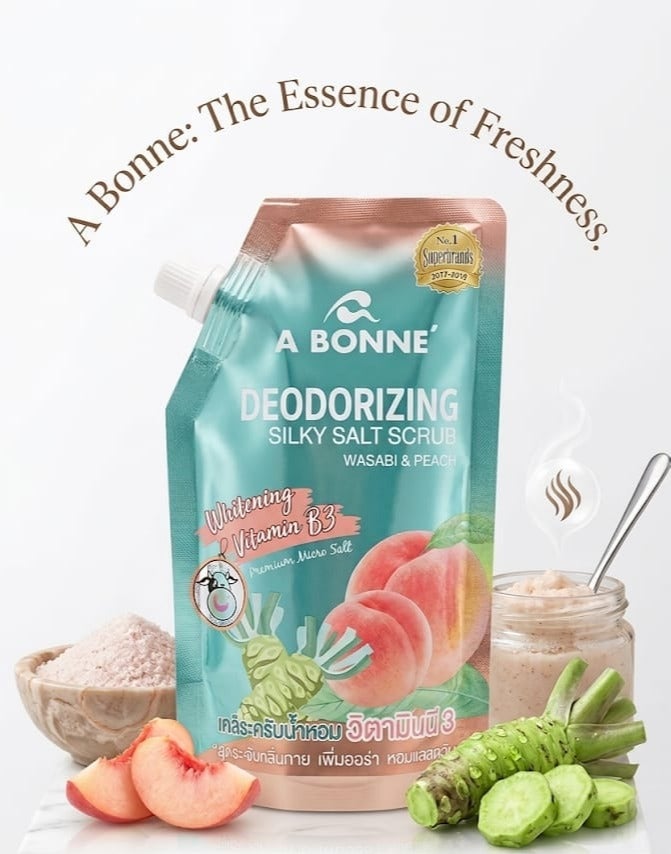 A BONNE Deodorizing Silky Salt Scrub – Wasabi & Peach - Image 1