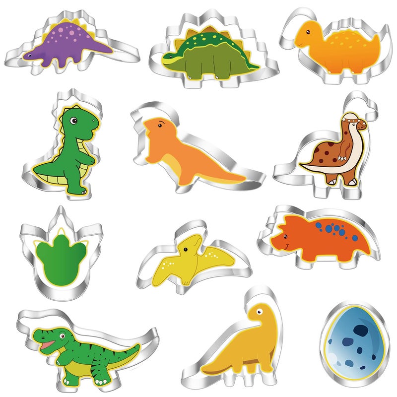 Dinosaur Cookie Cutters Set Small Size Stainless Steel Shaped for Kids Dinosaur Theme Birthday Party SuppliesFootprintDinosaur Eggsdifferent dinosaur shapes