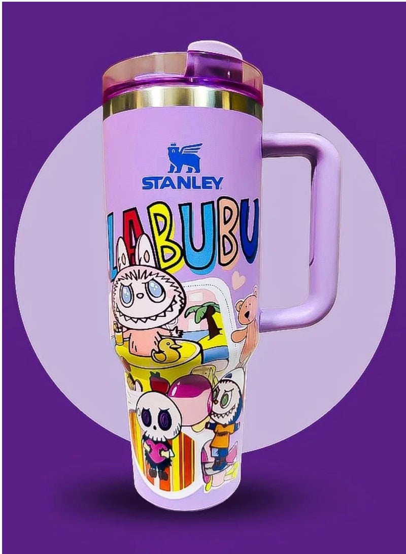 لابوبو Labubu × Stanley 40oz Stainless Steel Travel Tumbler with Handle, H2.0 Flow State Limited Edition, Double Wall Vacuum Insulated Mug with Straw & Leak-Resistant Lid, Hot 16H, Cold 24H - Image 1