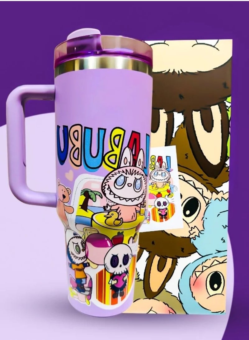 لابوبو Labubu × Stanley 40oz Stainless Steel Travel Tumbler with Handle, H2.0 Flow State Limited Edition, Double Wall Vacuum Insulated Mug with Straw & Leak-Resistant Lid, Hot 16H, Cold 24H - Image 4