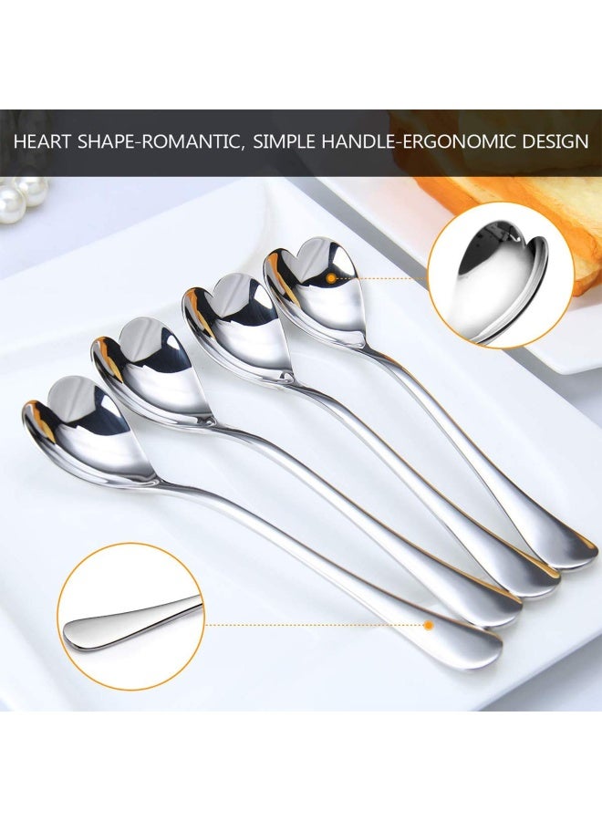 Hissf  Heart Shaped Coffee Spoon Ice Cream Spoon Dessert Spoon 18 10 Fine Stainless Steel Spoons Set Of 4 6.70 Inch - Image 2