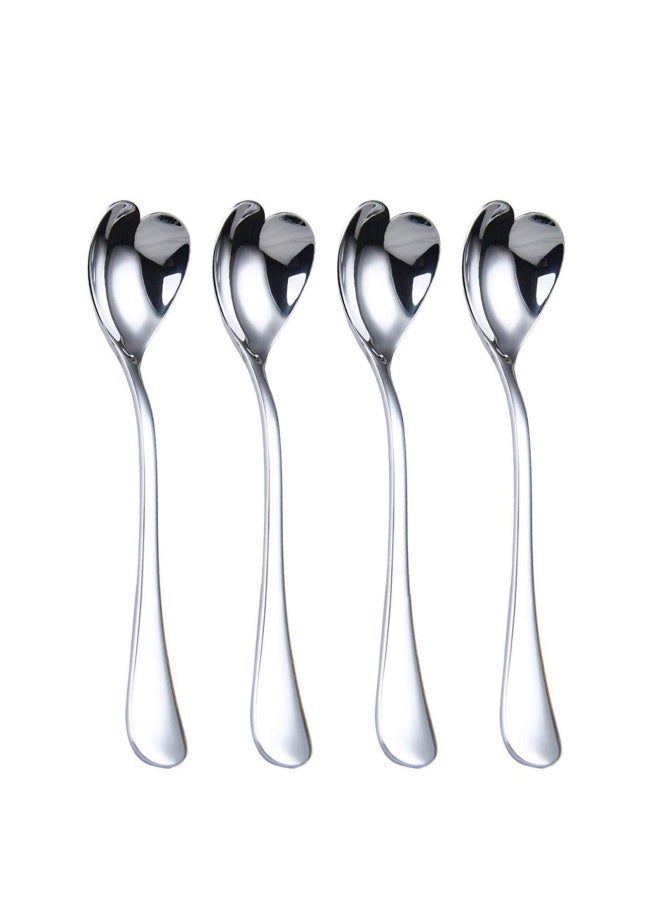 Hissf  Heart Shaped Coffee Spoon Ice Cream Spoon Dessert Spoon 18 10 Fine Stainless Steel Spoons Set Of 4 6.70 Inch - Image 1
