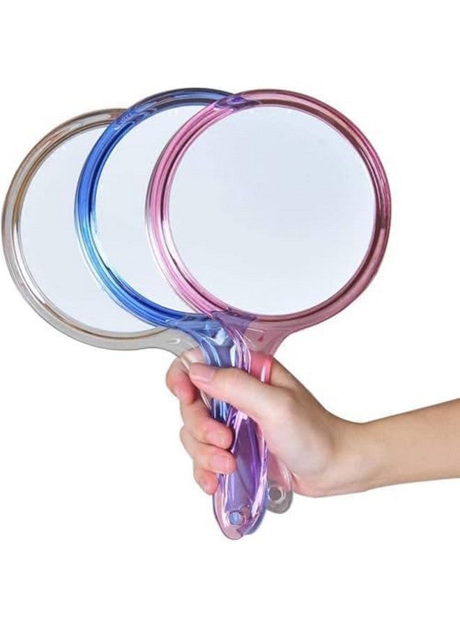 COSLUXE Double-Sided Handheld Mirror, 1X/3X Magnifying Mirror, Makeup Mirror with Handle Mirrors Rounded Shape (Multicoloured, Large) - Image 1