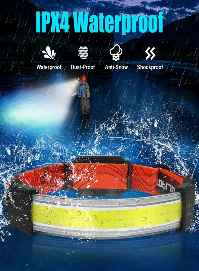PSDRIQQ Headlamp Rechargeable, 3 Pack Bright LED Headlamps Wide Beam Head Lamp Headlight Flashlight with Red Tail Light 1200lm Lightweight Adjustable Waterproof for Biking Running Fishing Camping - Image 4
