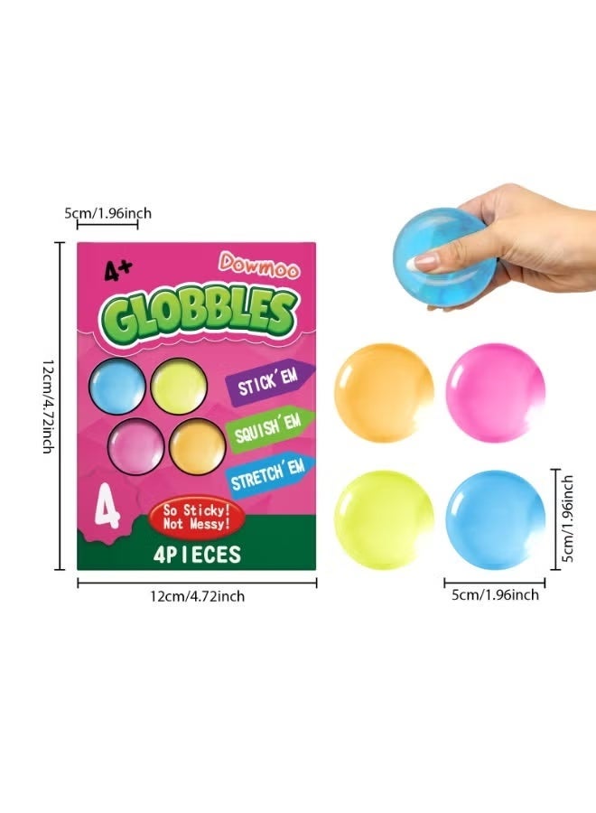Dowmoo 4Pcs Sticky Globbles Squishy Balls | Stress Relief Fidget Toys for Kids Adults | Stick Throw Bounce Squeeze Sensory Toys Super Stretchy Squeeze Balls for Anxiety Relief, Kids Party Favors - Image 2