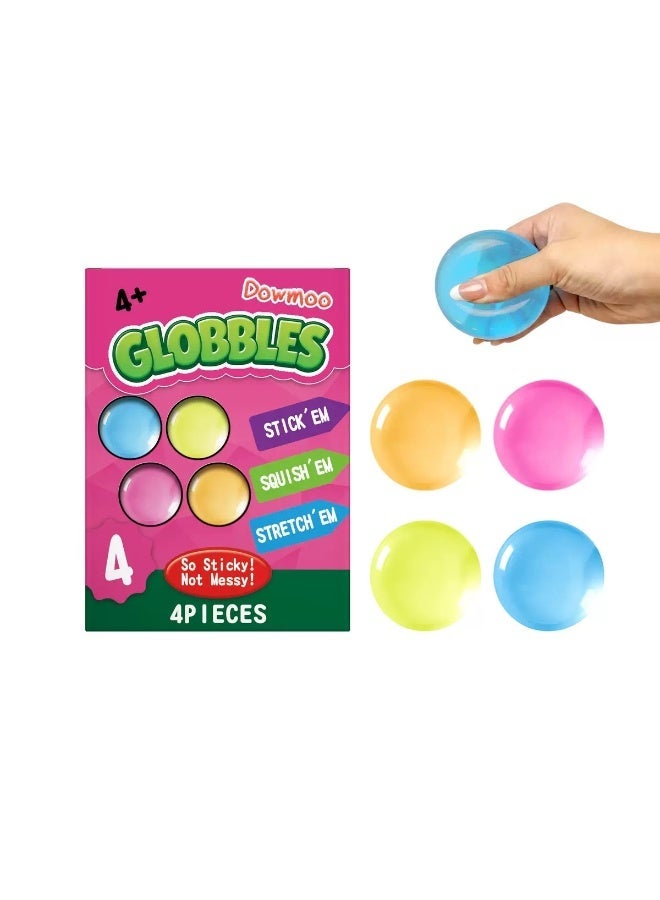Dowmoo 4Pcs Sticky Globbles Squishy Balls | Stress Relief Fidget Toys for Kids Adults | Stick Throw Bounce Squeeze Sensory Toys Super Stretchy Squeeze Balls for Anxiety Relief, Kids Party Favors - Image 1