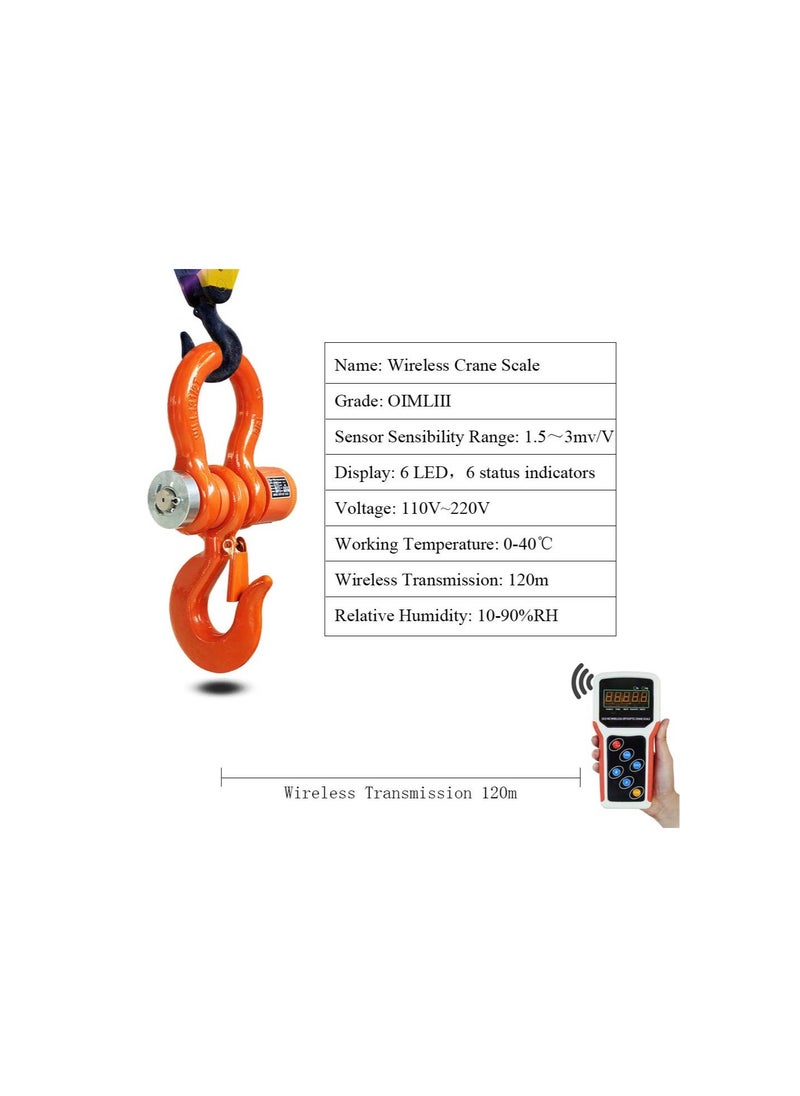 3T Wireless Crane Scale Digital Electronic Hoist Scale Rechargeable Hanging Scale w/Remote Control 3000kg/6600lb