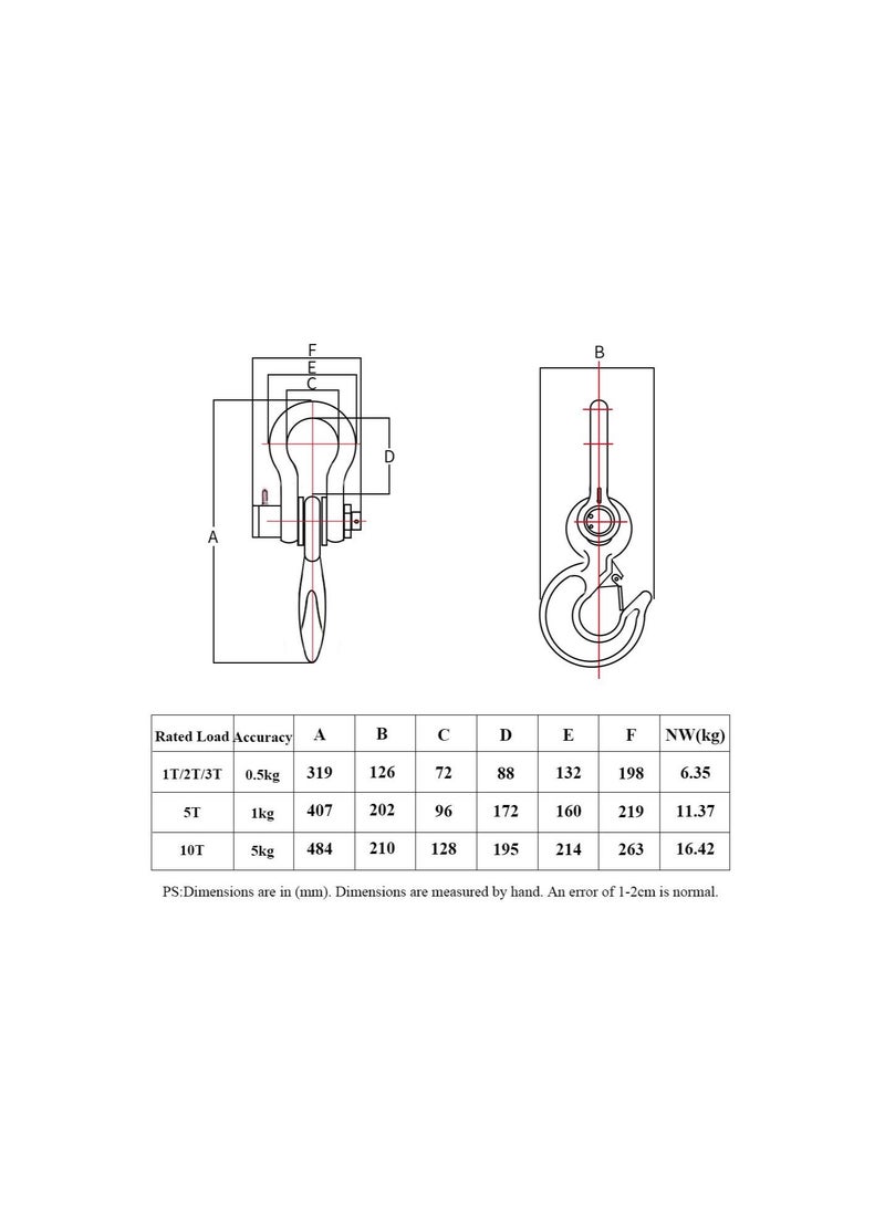 3T Wireless Crane Scale Digital Electronic Hoist Scale Rechargeable Hanging Scale w/Remote Control 3000kg/6600lb