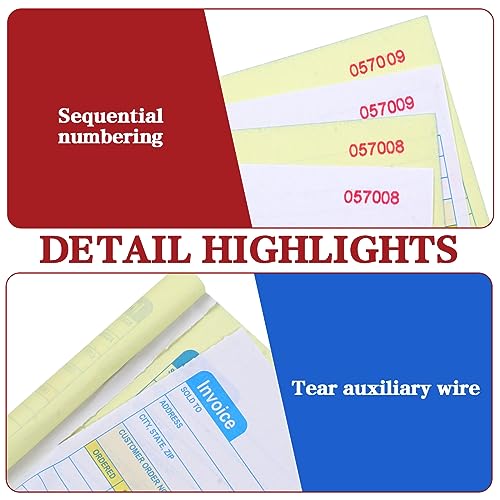 Joyberg 2 Packs Invoice Book for Small Business 2-Part Carbonless, 5-1/8”x7-29/32” Receipt Book for Small Business, White/Canary Invoice Receipt Book, Purchase Order, Sales Order(50 Sets per Book) - Image 4