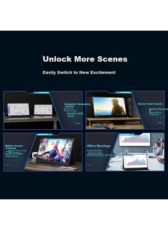 Eimio Portable Monitor With 144hz Refresh Rate Professional Gaming Esports Monitor 15.6 Inch Laptop Secondary Screen 178° Ultra-wide Viewing Angle Clearer A16r - Image 3