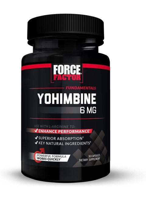 Force Factor Yohimbine Supplement for Men, Yohimbe Bark Extract with Superior Absorption to Enhance Performance, 6mg Yohimbine Bark Pills with Key Natural Ingredients, Works Fast, 30 Capsules