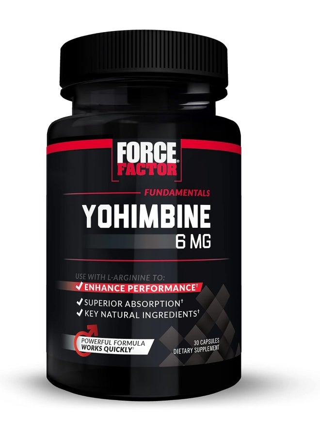 Force Factor Force Factor Yohimbine Supplement for Men, Yohimbe Bark Extract with Superior Absorption to Enhance Performance, 6mg Yohimbine Bark Pills with Key Natural Ingredients, Works Fast, 30 Capsules  - Image 1
