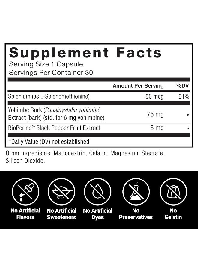 Force Factor Force Factor Yohimbine Supplement for Men, Yohimbe Bark Extract with Superior Absorption to Enhance Performance, 6mg Yohimbine Bark Pills with Key Natural Ingredients, Works Fast, 30 Capsules  - Image 5