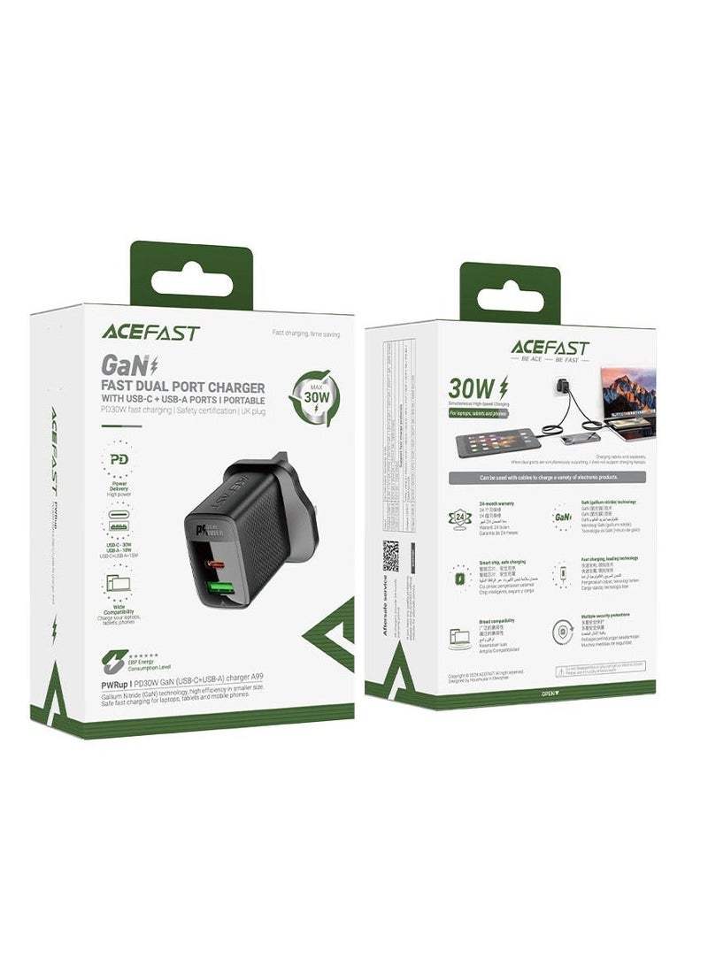 ACEFAST Fast Charge Wall Charger A99 PD30W 1xUSB-C + 1xUSB-A - Image 3