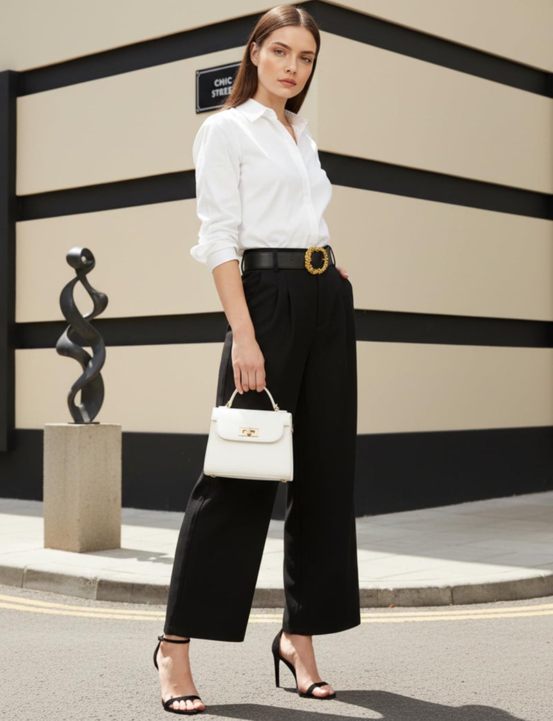 Buauty Womens Wide Leg Pants High Stretchy Waisted Dress Pants Business Casual Work Trousers Dressy Outfits with Pockets Black - Image 3