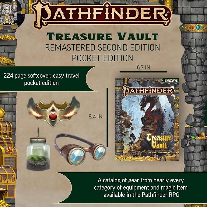 Paizo Pathfinder Treasure Vault Pocket Edition, Remastered 224 Pages | Nearly 600 Items, Second Edition RPG Equipment Guide, Portable Softcover - Image 2