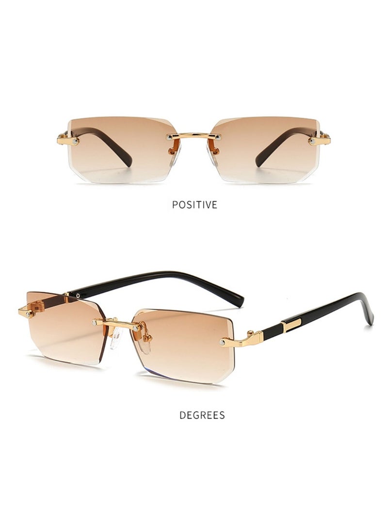 CoomBe New Rimless Fashion Trend Sunglasses Personalized Sunglasses UV Protection Unisex Gradual Tea - Image 2