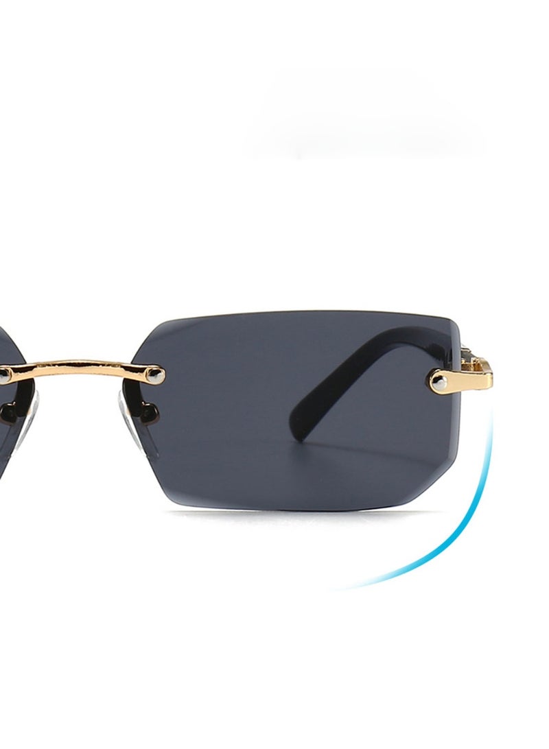 CoomBe New Rimless Fashion Trend Sunglasses Personalized Sunglasses UV Protection Unisex Gradual Tea - Image 3