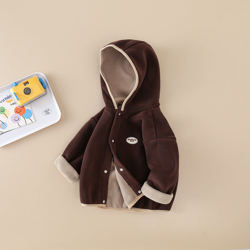 Baby'S Double-Sided Ao Grain Velvet Jacket Autumn Boys' Casual Cartoon Hoodie Autumn Clothes Children'S Fleece-Lined Jacket - Image 5