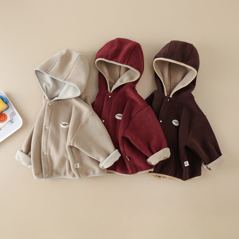 Baby'S Double-Sided Ao Grain Velvet Jacket Autumn Boys' Casual Cartoon Hoodie Autumn Clothes Children'S Fleece-Lined Jacket - Image 3