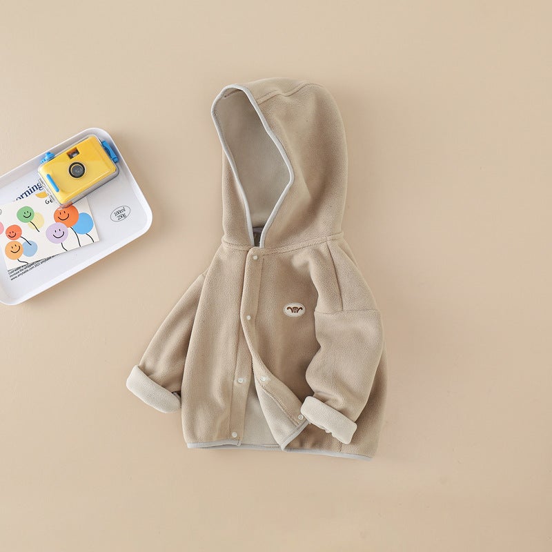 Baby'S Double-Sided Ao Grain Velvet Jacket Autumn Boys' Casual Cartoon Hoodie Autumn Clothes Children'S Fleece-Lined Jacket - Image 4
