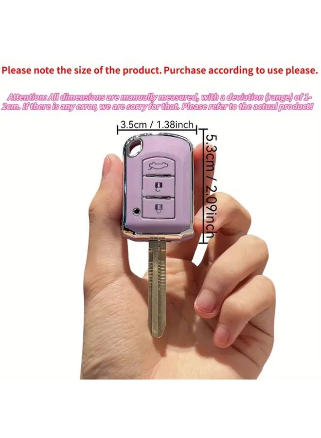 Purple TPU Car Key Cover 3 Button Protector For Mitsubishi Outlander ASX Lancego Pajero - Image 2