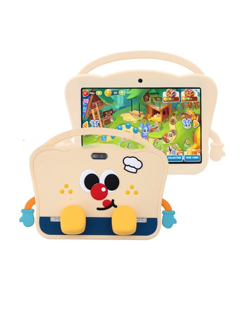 AROAQ Android Tablet For Kids, Smart Early Childhood Education Tablet, Lightweight And Portable Children Pad, Durable Kids Learning Machine For Boys And Girls, (1pc, Brown And Blue)  - Image 1