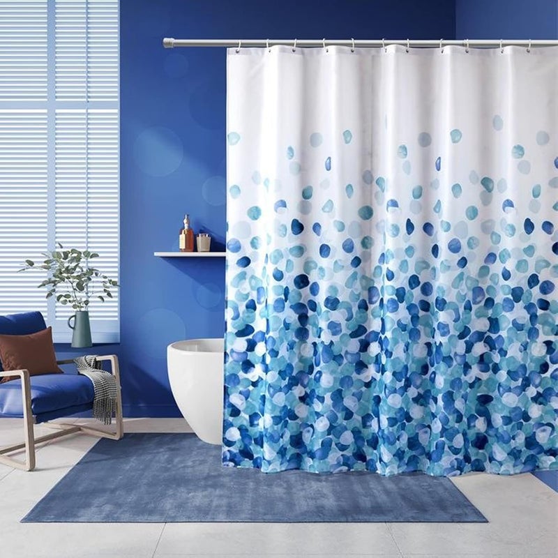 DEARART Bath Wave Blue Shower Curtain Liner Quick Dry, 180''L × 150''W cm Cloth Shower Curtain with Grommet & Hooks, 100% Water Resistant Waterproof Washable Easy Care - Image 1