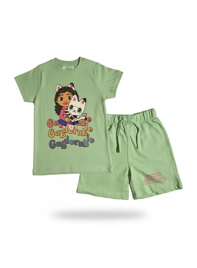 بيت الدمية جابي بيت دمية غابي | طقم تيشيرت وشورت للبنات | قطن ١٠٠٪