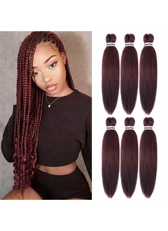 Liang Dian Pre-Stretched Braiding Hair 22 inch 6 packs Hot Water Setting Synthetic Hair Crochet Braiding Hair Extension (99J)  - Image 1
