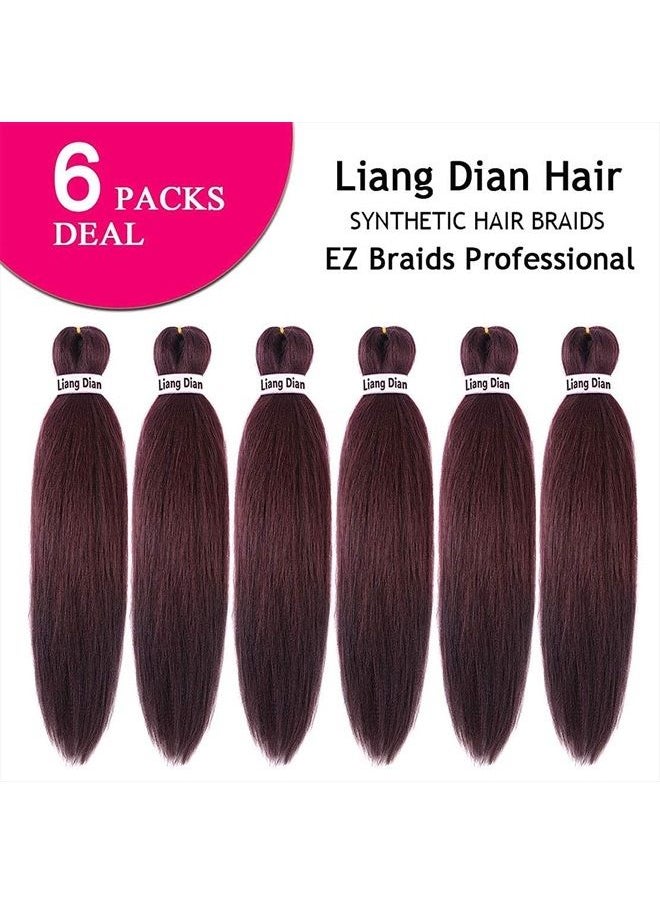 Liang Dian Pre-Stretched Braiding Hair 22 inch 6 packs Hot Water Setting Synthetic Hair Crochet Braiding Hair Extension (99J)  - Image 4