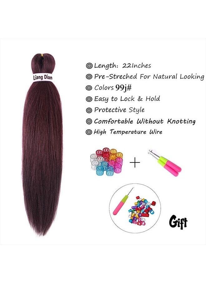 Liang Dian Pre-Stretched Braiding Hair 22 inch 6 packs Hot Water Setting Synthetic Hair Crochet Braiding Hair Extension (99J)  - Image 2