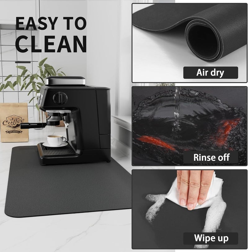 HotLive حصيرة HotLive Coffee Mat للاستخدام على طاولات المطبخ أو البارات، تتناسب تحت أجهزة تحضير القهوة أو آلات الإسبريسو، مصنوعة من مادة ماصة لإخفاء البقع، مع ظهر مطاطي. - Image 4
