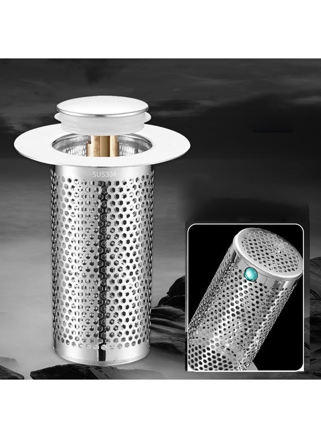 1pcs Telescopic Sink Drain Plug, Bathroom Hair Filter Mesh, 304 Stainless Steel Mesh + Chrome Plated Plastic, 1.34-1.57 Inch Outlet Diameter, Integrated Design, Anti-Odor and Anti-Clog Hair Catcher - Image 4