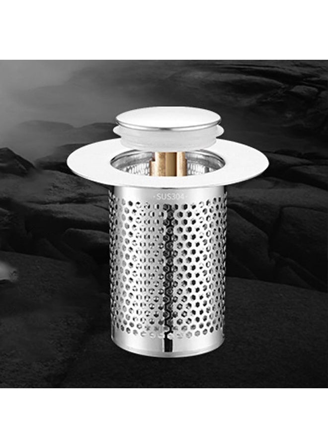 1pcs Telescopic Sink Drain Plug, Bathroom Hair Filter Mesh, 304 Stainless Steel Mesh + Chrome Plated Plastic, 1.34-1.57 Inch Outlet Diameter, Integrated Design, Anti-Odor and Anti-Clog Hair Catcher - Image 1
