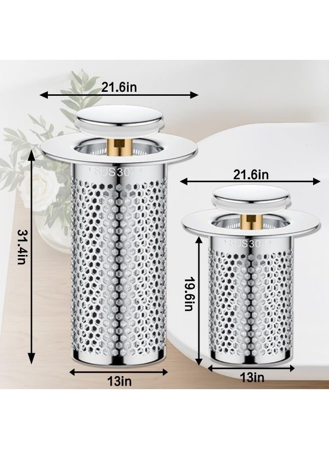 1pcs Telescopic Sink Drain Plug, Bathroom Hair Filter Mesh, 304 Stainless Steel Mesh + Chrome Plated Plastic, 1.34-1.57 Inch Outlet Diameter, Integrated Design, Anti-Odor and Anti-Clog Hair Catcher - Image 5