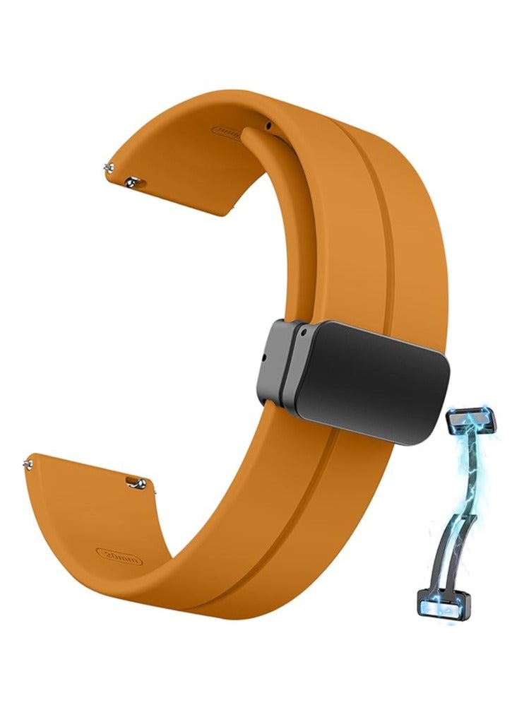 سوار ساعة ELMO3EZZ لساعة سامسونج جالاكسي 5 برو 20 ملم حزام سيليكون رياضي إبزيم مغناطيسي قابل للطي (أصفر)