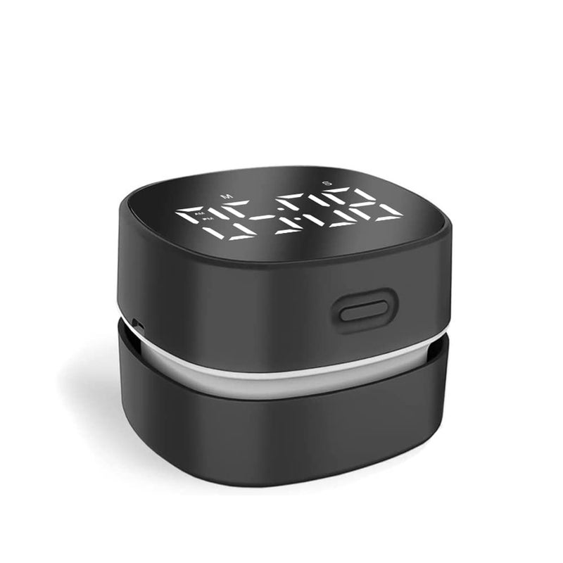 ODISTAR مكنسة كهربائية ODISTAR المحمولة لتنظيف الطاولة مع مؤقت رقمي، قدرة تحمل تصل إلى 400 دقيقة، دوارة 360 درجة لتنظيف بقايا المطاط وفتات الطعام، هدية للأطفال، باللون الأسود