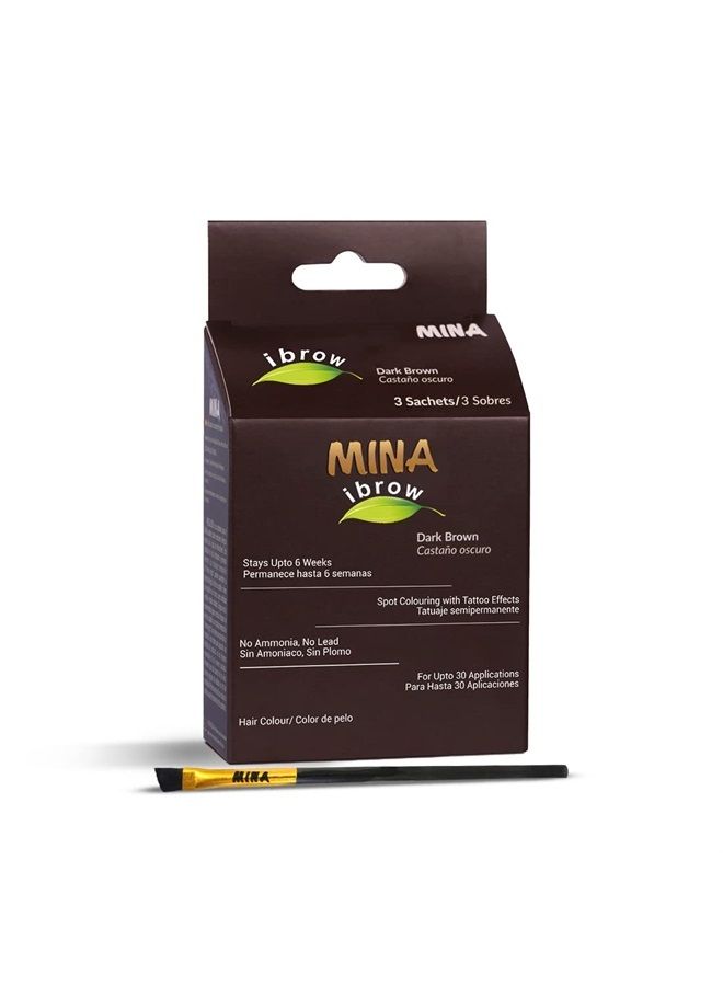 MinaiBrow Mina ibrow Hair Color Dark Brown|Long Lasting Natural Spot coloring and Hair Tinting Powder with Brush, Water and Smudge Proof | No Ammonia, No Lead with 100% Gray Converge Upto 30 Application|Vegan a - Image 1