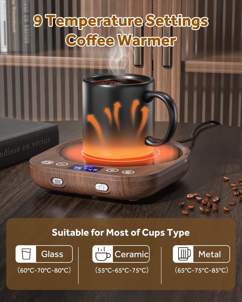MQFORU Coffee Mug Warmer, Mug Warmer for Desk, Smart Cup Warmer with Gravity Sensor, 9 Temperature Settings, 1-9H Timing, 4H Auto Shut Off, Cup Warmer for Heating Coffee, Tea, Milk, Candle - Image 2